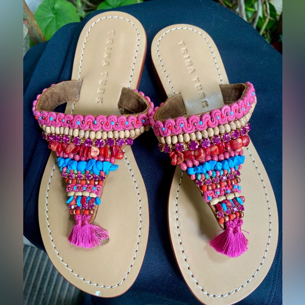 Beautiful Trina Turk Women's Beaded Sandals - Size 6. NWOT